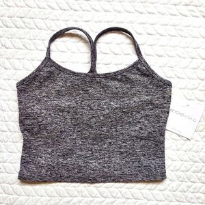 Beyond Yoga Slim Racerback Cropped Tank, Size Small, Heather Grey/Black